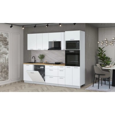 Кухонный гарнитур Мила Лайт 2,6-ПМ1 (Белый Платинум/Белый Платинум/Дуб бунратти) фабрика Интерлиния Кухонный гарнитур Мила Лайт 2,6-ПМ1 (Белый Платинум/Белый Платинум/Дуб бунратти) фабрика Интерлиния