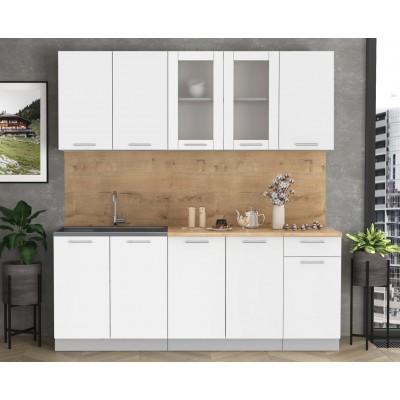 Кухонный гарнитур Мила 2,0 м (Белый Платинум/Белый Платинум) фабрика Интерлиния Кухонный гарнитур Мила 2,0 м (Белый Платинум/Белый Платинум) фабрика Интерлиния