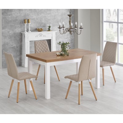 Стол обеденный HALMAR TIAGO раскладной, дуб ланселот/белый, 140-220/80/76