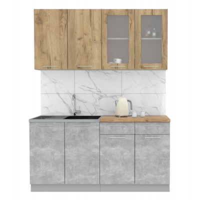 Кухонный гарнитур Мила 1,6 м (Дуб золотой/Бетон) фабрика Интерлиния Кухонный гарнитур Мила 1,6 м (Дуб золотой/Бетон) фабрика Интерлиния