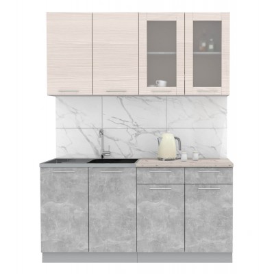 Кухонный гарнитур Мила 1,6 м (Вудлайн кремовый/Бетон) фабрика Интерлиния Кухонный гарнитур Мила 1,6 м (Вудлайн кремовый/Бетон) фабрика Интерлиния