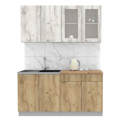 Кухонный гарнитур Мила 1,6 м (Дуб белый/Дуб золотой) фабрика Интерлиния Кухонный гарнитур Мила 1,6 м (Дуб белый/Дуб золотой) фабрика Интерлиния