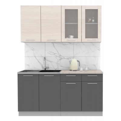 Кухонный гарнитур Мила 1,6 м (Вудлайн кремовый/Антрацит) фабрика Интерлиния Кухонный гарнитур Мила 1,6 м (Вудлайн кремовый/Антрацит) фабрика Интерлиния