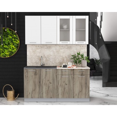 Кухонный гарнитур Мила 1,6 м (Белый Платинум/Дуб серый) фабрика Интерлиния Кухонный гарнитур Мила 1,6 м (Белый Платинум/Дуб серый) фабрика Интерлиния