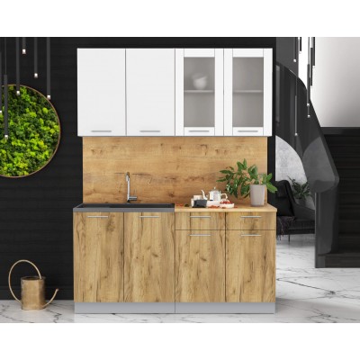 Кухонный гарнитур Мила 1,6 м (Белый Платинум/Дуб золотой) фабрика Интерлиния Кухонный гарнитур Мила 1,6 м (Белый Платинум/Дуб золотой) фабрика Интерлиния