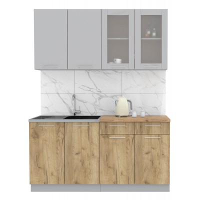 Кухонный гарнитур Мила 1,6 м (Серебро/Дуб золотой) фабрика Интерлиния Кухонный гарнитур Мила 1,6 м (Серебро/Дуб золотой) фабрика Интерлиния