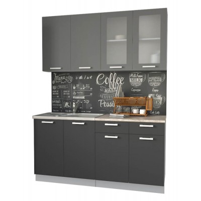 Кухонный гарнитур Мила 1,6 м (Серебро/Антрацит) фабрика Интерлиния Кухонный гарнитур Мила 1,6 м (Серебро/Антрацит) фабрика Интерлиния