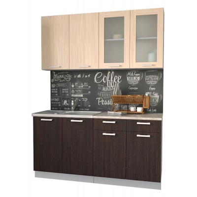 Кухонный гарнитур Мила 1,6 м (Дуб молочный/Дуб Венге) фабрика Интерлиния Кухонный гарнитур Мила 1,6 м (Дуб молочный/Дуб Венге) фабрика Интерлиния