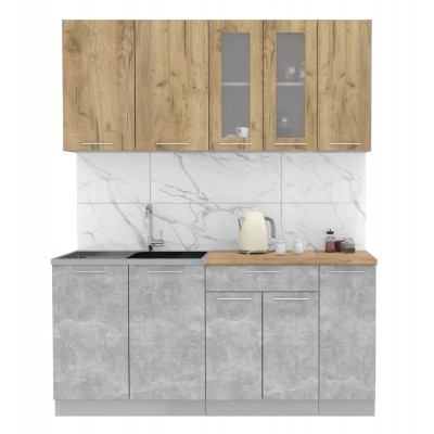 Кухонный гарнитур Мила 1,7 м (Дуб золотой/Бетон) фабрика Интерлиния Кухонный гарнитур Мила 1,7 м (Дуб золотой/Бетон) фабрика Интерлиния