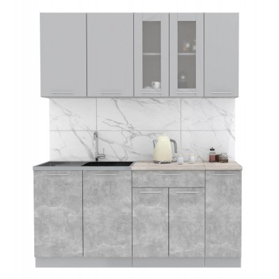 Кухонный гарнитур Мила 1,7 м (Серебро/Бетон) фабрика Интерлиния Кухонный гарнитур Мила 1,7 м (Серебро/Бетон) фабрика Интерлиния