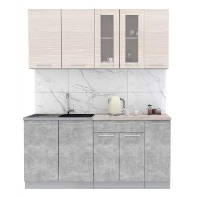 Кухонный гарнитур Мила 1,7 м (Вудлайн кремовый/Бетон) фабрика Интерлиния Кухонный гарнитур Мила 1,7 м (Вудлайн кремовый/Бетон) фабрика Интерлиния