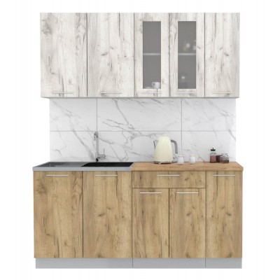 Кухонный гарнитур Мила 1,7 м (Дуб белый/Дуб золотой) фабрика Интерлиния Кухонный гарнитур Мила 1,7 м (Дуб белый/Дуб золотой) фабрика Интерлиния