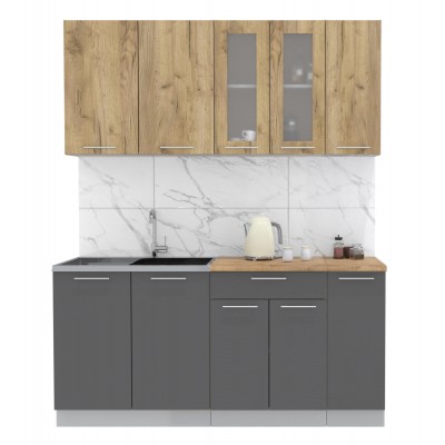 Кухонный гарнитур Мила 1,7 м (Дуб золотой/Антрацит) фабрика Интерлиния Кухонный гарнитур Мила 1,7 м (Дуб золотой/Антрацит) фабрика Интерлиния