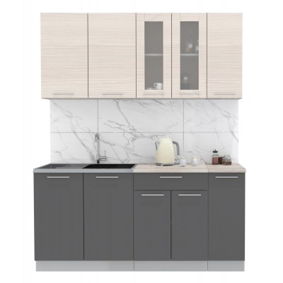 Кухонный гарнитур Мила 1,7 м (Вудлайн кремовый/Антрацит) фабрика Интерлиния Кухонный гарнитур Мила 1,7 м (Вудлайн кремовый/Антрацит) фабрика Интерлиния