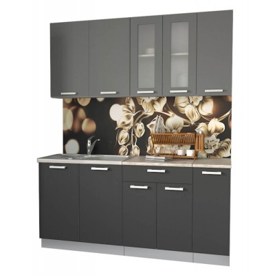 Кухонный гарнитур Мила 1,7 м (Серебро/Антрацит) фабрика Интерлиния Кухонный гарнитур Мила 1,7 м (Серебро/Антрацит) фабрика Интерлиния