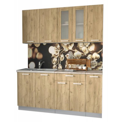 Кухонный гарнитур Мила 1,7 м (Дуб золотой/Дуб золотой) фабрика Интерлиния Кухонный гарнитур Мила 1,7 м (Дуб золотой/Дуб золотой) фабрика Интерлиния