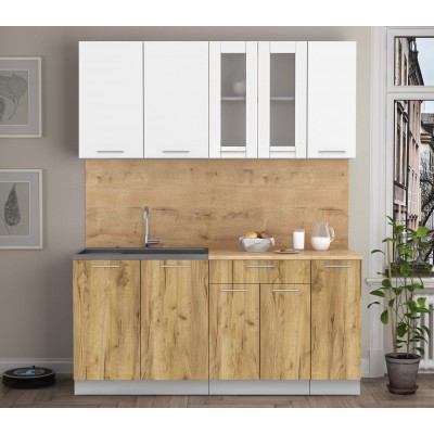 Кухонный гарнитур Мила 1,7 м (Белый Платинум/Дуб золотой) фабрика Интерлиния Кухонный гарнитур Мила 1,7 м (Белый Платинум/Дуб золотой) фабрика Интерлиния