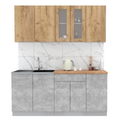 Кухонный гарнитур Мила 1,8 м (Дуб золотой/Бетон) фабрика Интерлиния Кухонный гарнитур Мила 1,8 м (Дуб золотой/Бетон) фабрика Интерлиния