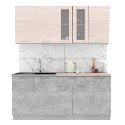 Кухонный гарнитур Мила 1,8 м (Вудлайн кремовый/Бетон) фабрика Интерлиния Кухонный гарнитур Мила 1,8 м (Вудлайн кремовый/Бетон) фабрика Интерлиния