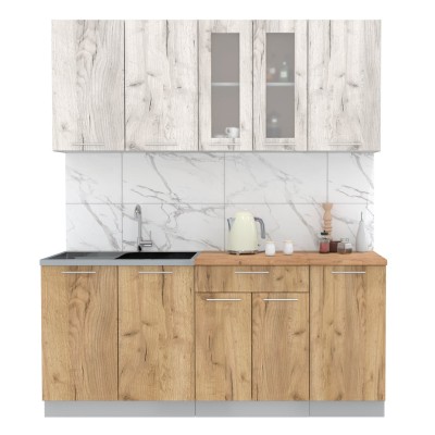 Кухонный гарнитур Мила 1,8 м (Дуб белый/Дуб золотой) фабрика Интерлиния Кухонный гарнитур Мила 1,8 м (Дуб белый/Дуб золотой) фабрика Интерлиния