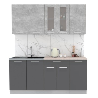 Кухонный гарнитур Мила 1,8 м (Бетон/Антрацит) фабрика Интерлиния Кухонный гарнитур Мила 1,8 м (Бетон/Антрацит) фабрика Интерлиния