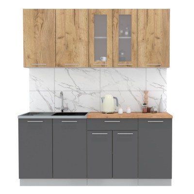 Кухонный гарнитур Мила 1,8 м (Дуб золотой/Антрацит) фабрика Интерлиния Кухонный гарнитур Мила 1,8 м (Дуб золотой/Антрацит) фабрика Интерлиния