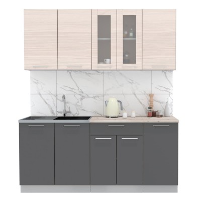 Кухонный гарнитур Мила 1,8 м (Вудлайн кремовый/Антрацит) фабрика Интерлиния Кухонный гарнитур Мила 1,8 м (Вудлайн кремовый/Антрацит) фабрика Интерлиния