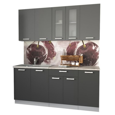 Кухонный гарнитур Мила 1,8 м (Серебро/Антрацит) фабрика Интерлиния Кухонный гарнитур Мила 1,8 м (Серебро/Антрацит) фабрика Интерлиния