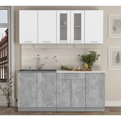 Кухонный гарнитур Мила 1,8 м (Белый Платинум/Бетон) фабрика Интерлиния Кухонный гарнитур Мила 1,8 м (Белый Платинум/Бетон) фабрика Интерлиния