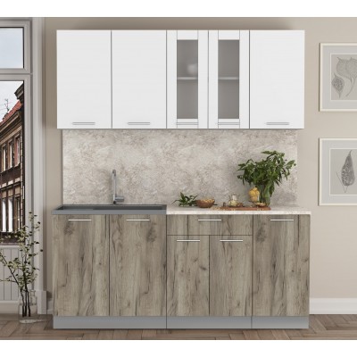 Кухонный гарнитур Мила 1,8 м (Белый Платинум/Дуб серый) фабрика Интерлиния Кухонный гарнитур Мила 1,8 м (Белый Платинум/Дуб серый) фабрика Интерлиния