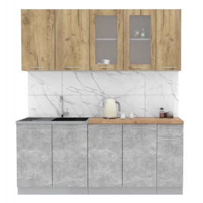 Кухонный гарнитур Мила 1,9 м (Дуб золотой/Бетон) фабрика Интерлиния Кухонный гарнитур Мила 1,9 м (Дуб золотой/Бетон) фабрика Интерлиния