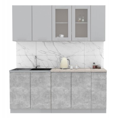 Кухонный гарнитур Мила 1,9 м (Серебро/Бетон) фабрика Интерлиния Кухонный гарнитур Мила 1,9 м (Серебро/Бетон) фабрика Интерлиния