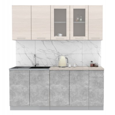 Кухонный гарнитур Мила 1,9 м (Вудлайн кремовый/Бетон) фабрика Интерлиния Кухонный гарнитур Мила 1,9 м (Вудлайн кремовый/Бетон) фабрика Интерлиния