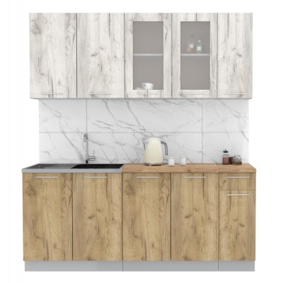 Кухонный гарнитур Мила 1,9 м (Дуб белый/Дуб золотой) фабрика Интерлиния Кухонный гарнитур Мила 1,9 м (Дуб белый/Дуб золотой) фабрика Интерлиния