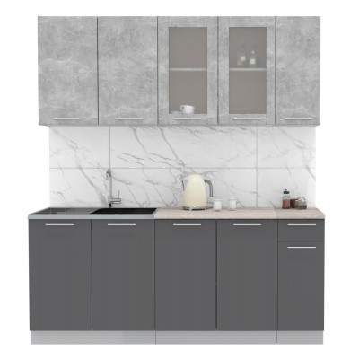 Кухонный гарнитур Мила 1,9 м (Бетон/Антрацит) фабрика Интерлиния Кухонный гарнитур Мила 1,9 м (Бетон/Антрацит) фабрика Интерлиния