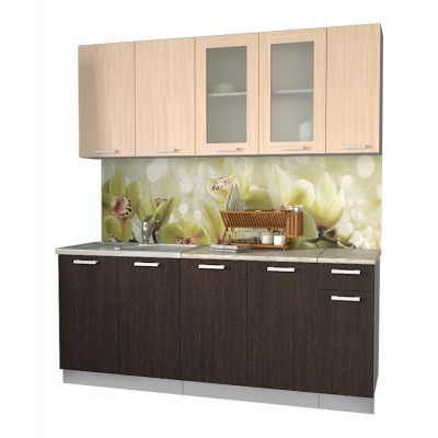 Кухонный гарнитур Мила 1,9 м (Дуб молочный/Дуб Венге) фабрика Интерлиния Кухонный гарнитур Мила 1,9 м (Дуб молочный/Дуб Венге) фабрика Интерлиния