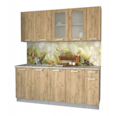 Кухонный гарнитур Мила 1,9 м (Дуб золотой/Дуб золотой) фабрика Интерлиния Кухонный гарнитур Мила 1,9 м (Дуб золотой/Дуб золотой) фабрика Интерлиния