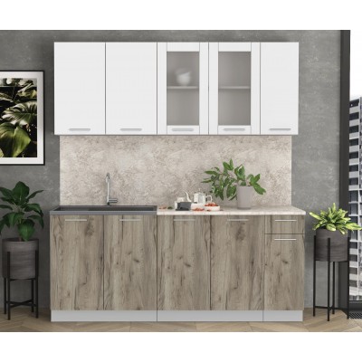 Кухонный гарнитур Мила 1,9 м (Белый Платинум/Дуб серый) фабрика Интерлиния Кухонный гарнитур Мила 1,9 м (Белый Платинум/Дуб серый) фабрика Интерлиния