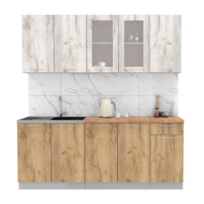 Кухонный гарнитур Мила 2,0 м (Дуб белый/Дуб золотой) фабрика Интерлиния Кухонный гарнитур Мила 2,0 м (Дуб белый/Дуб золотой) фабрика Интерлиния