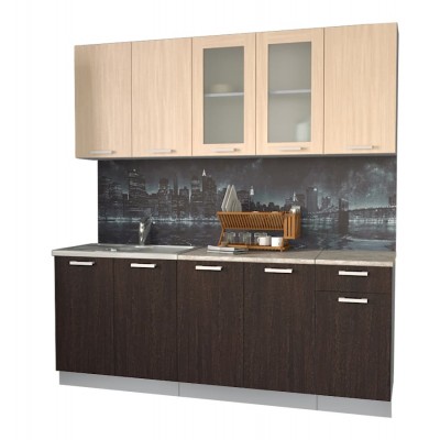 Кухонный гарнитур Мила 2,0 м (Дуб молочный/Дуб Венге) фабрика Интерлиния Кухонный гарнитур Мила 2,0 м (Дуб молочный/Дуб Венге) фабрика Интерлиния