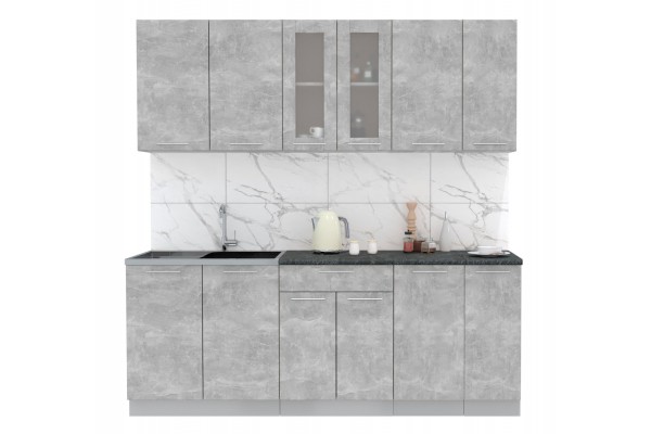 Кухонный гарнитур Мила 2,1м (Бетон/Бетон) фабрика Интерлиния