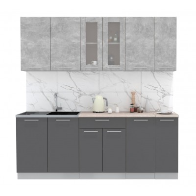 Кухонный гарнитур Мила 2,1м (Бетон/Антрацит) фабрика Интерлиния Кухонный гарнитур Мила 2,1м (Бетон/Антрацит) фабрика Интерлиния