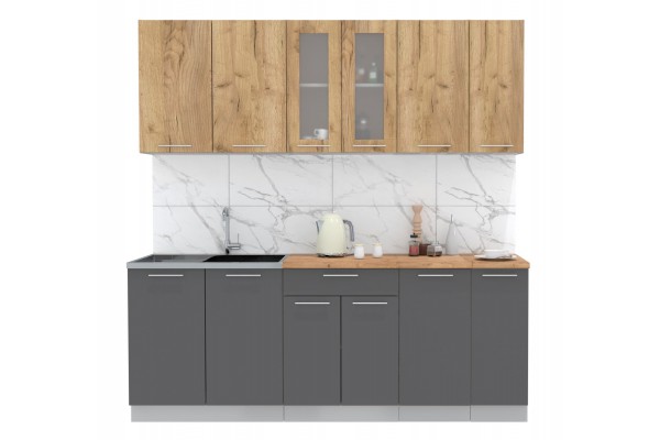Кухонный гарнитур Мила 2,1м (Дуб золотой/Антрацит) фабрика Интерлиния