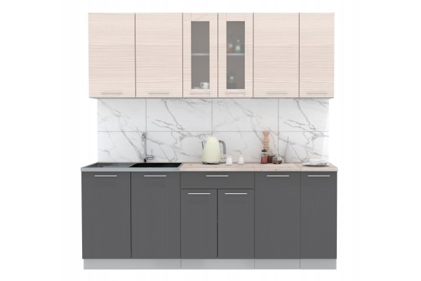 Кухонный гарнитур Мила 2,1м (Вудлайн кремовый/Антрацит) фабрика Интерлиния