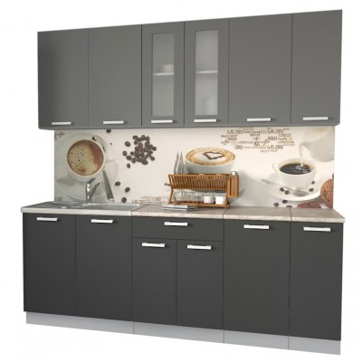 Кухонный гарнитур Мила 2,1м (Серебро/Антрацит) фабрика Интерлиния Кухонный гарнитур Мила 2,1м (Серебро/Антрацит) фабрика Интерлиния