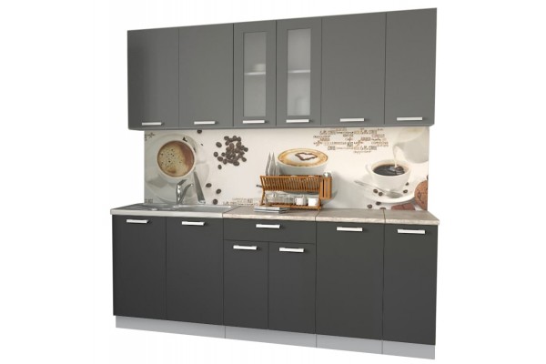 Кухонный гарнитур Мила 2,1м (Серебро/Антрацит) фабрика Интерлиния
