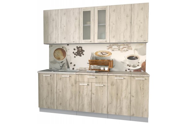 Кухонный гарнитур Мила 2,1м (Дуб белый/Дуб серый) фабрика Интерлиния