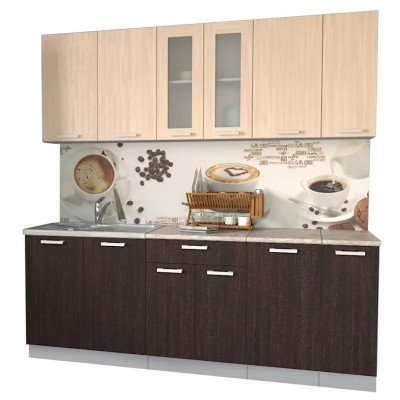 Кухонный гарнитур Мила 2,1м (Дуб молочный/Дуб венге) фабрика Интерлиния Кухонный гарнитур Мила 2,1м (Дуб молочный/Дуб венге) фабрика Интерлиния