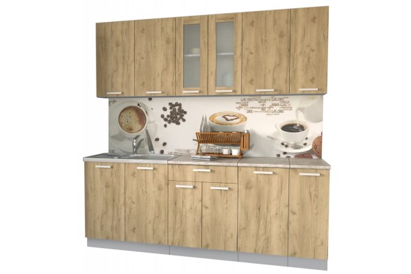 Кухонный гарнитур Мила 2,1м (Дуб золотой/Дуб золотой) фабрика Интерлиния