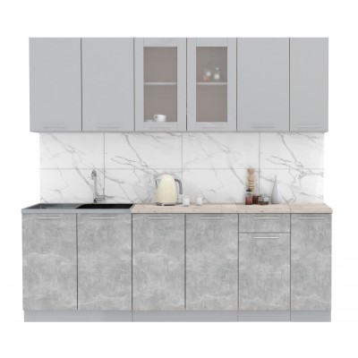 Кухонный гарнитур Мила 2,2м (Серебро/Бетон) фабрика Интерлиния Кухонный гарнитур Мила 2,2м (Серебро/Бетон) фабрика Интерлиния